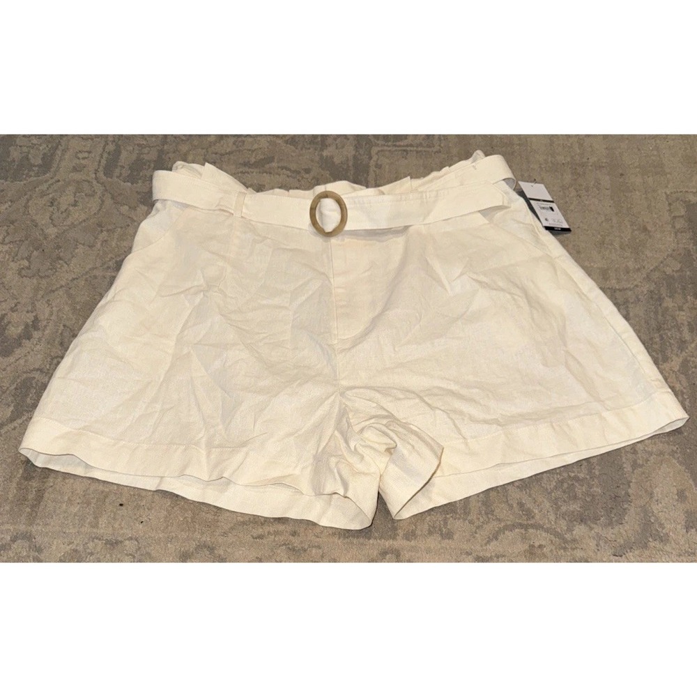 Sofia Vergara Belt Ivory‎ Cream Linen Blend Womens shorts size XL New